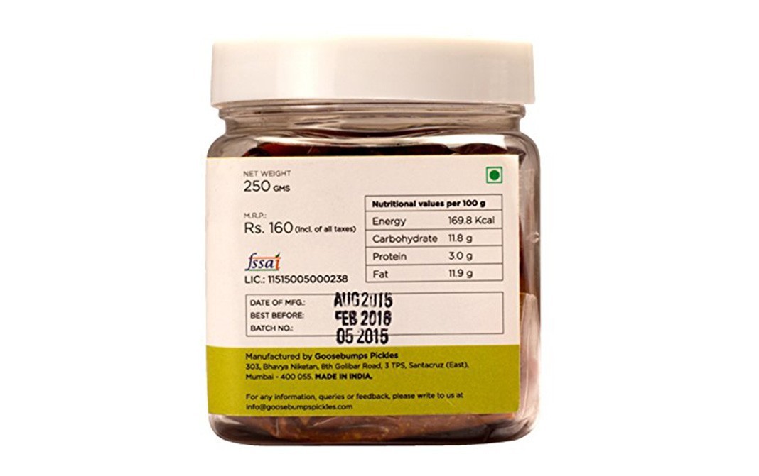 Goosebumps Lime : Sour (Mustard Base Sour / Spicy) Homemade Pickle   Glass Jar  250 grams